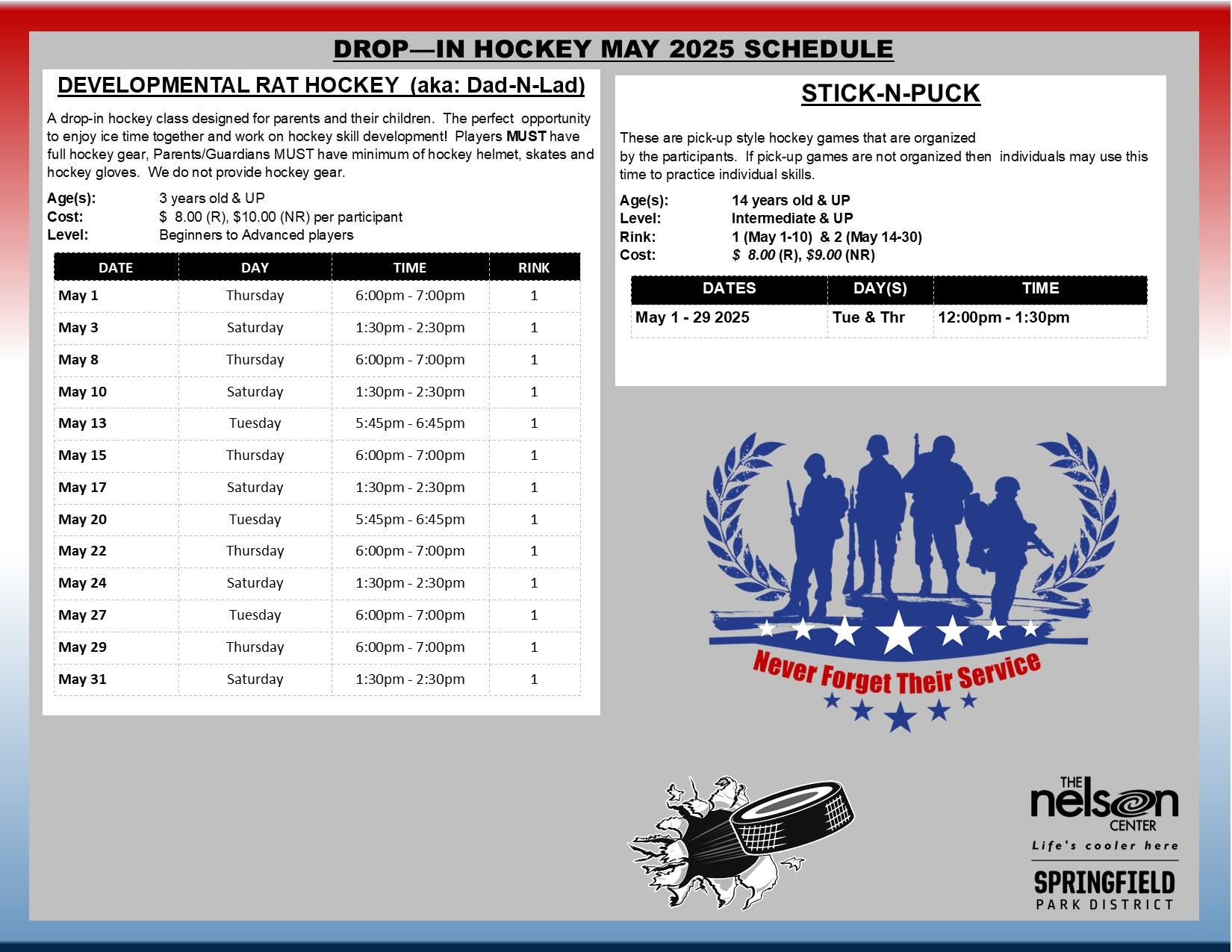 2025 May Drop - In Hockey Schedule